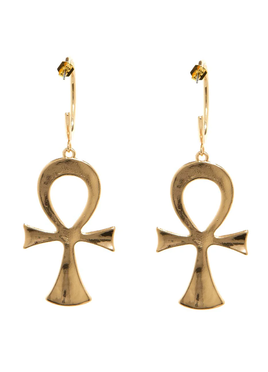 Ankh Enamel Hoop Earrings - Image 3