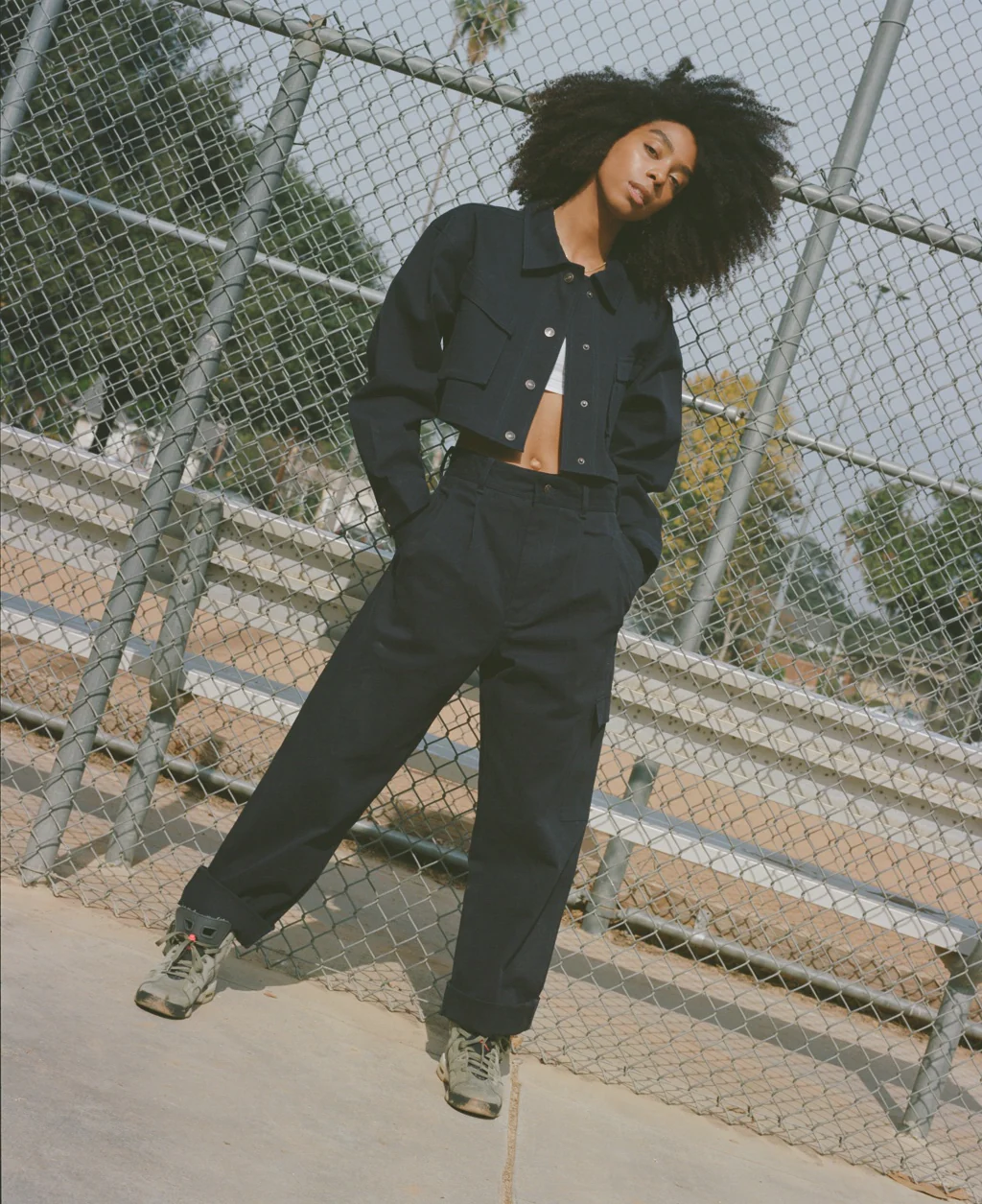 Cropped Workwear Jacket - Midnight Blue - Image 3