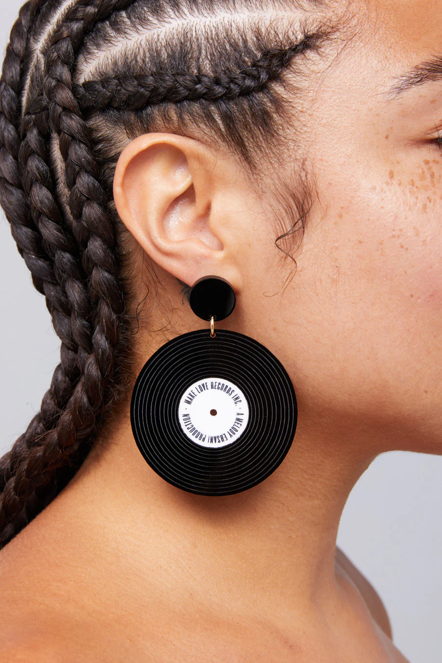 Make Love Records Earrings - Black - Image 5