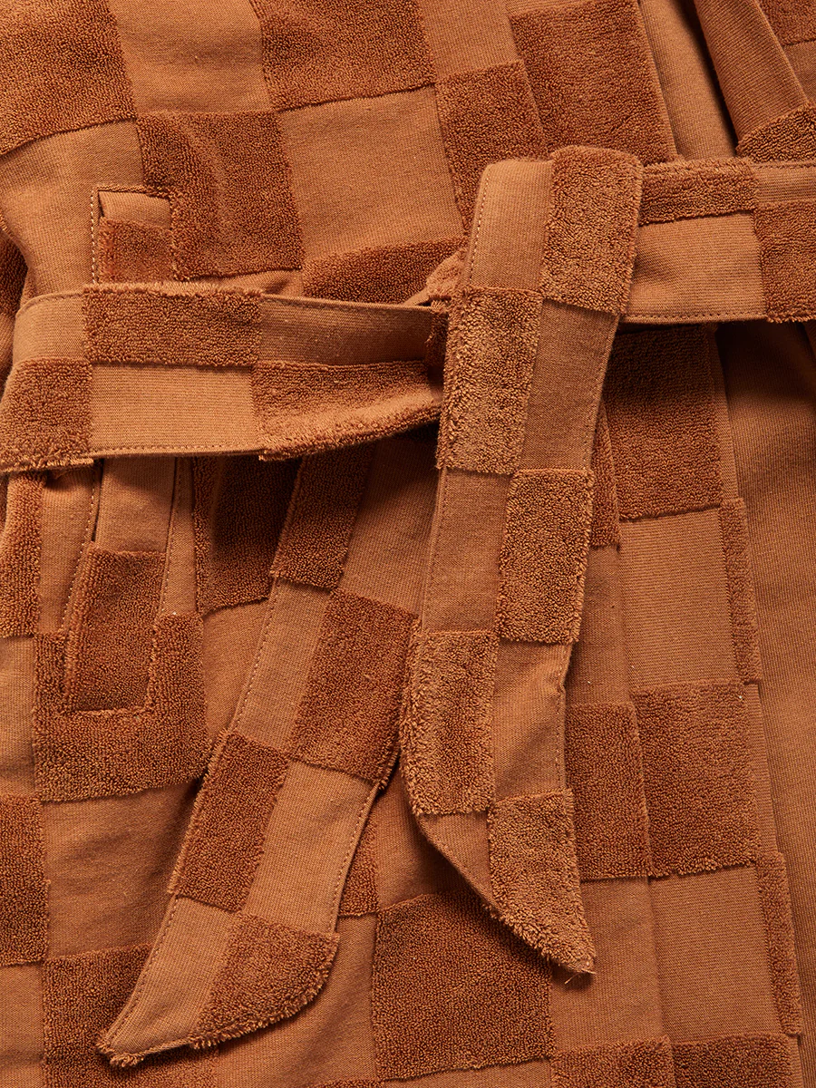 Estelle Terrycloth Check Robe - Caramel - Image 10