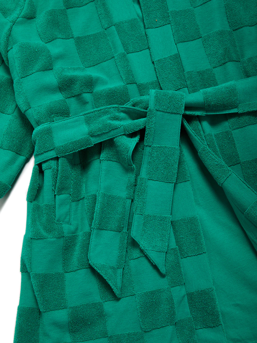 Estelle Terrycloth Check Robe - Kelly Green - Image 9