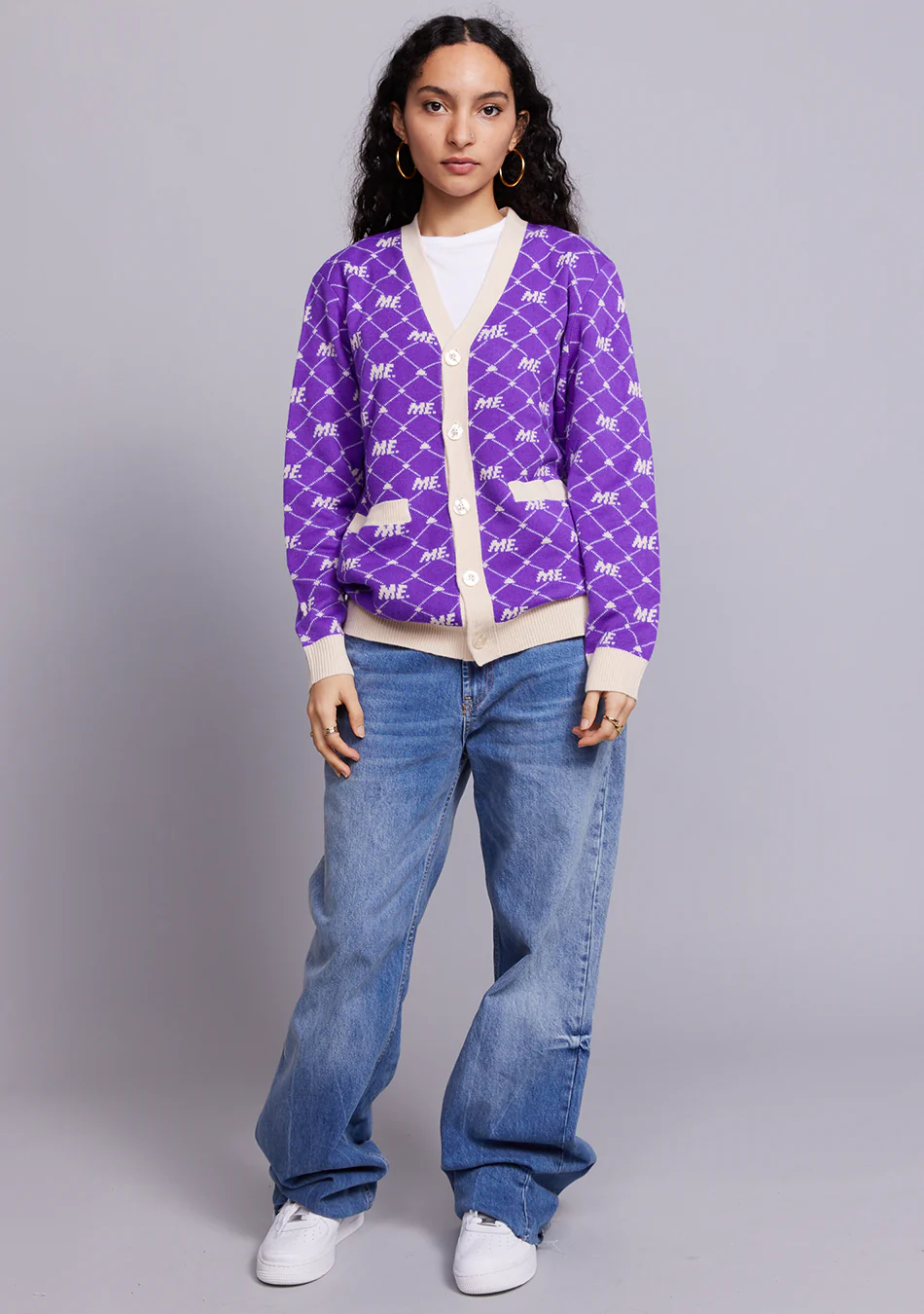 ME. Monogram Cardigan- Magic Purple - Image 3