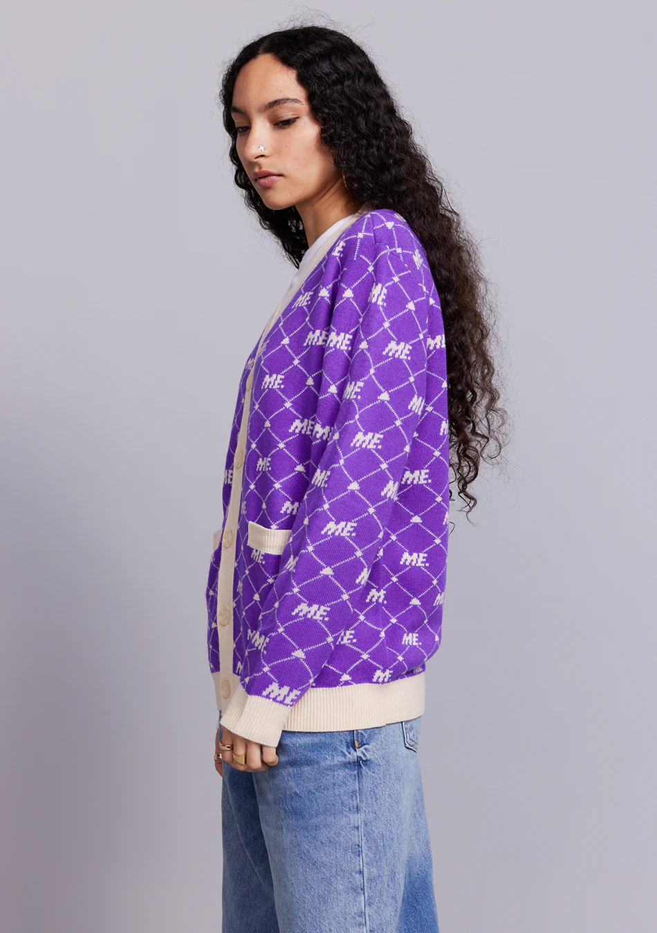 ME. Monogram Cardigan- Magic Purple - Image 4