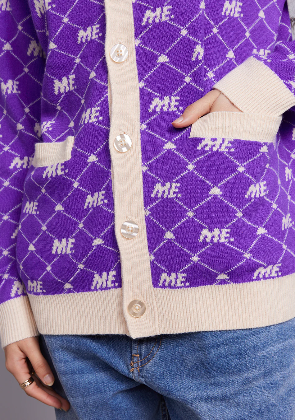 ME. Monogram Cardigan- Magic Purple - Image 5