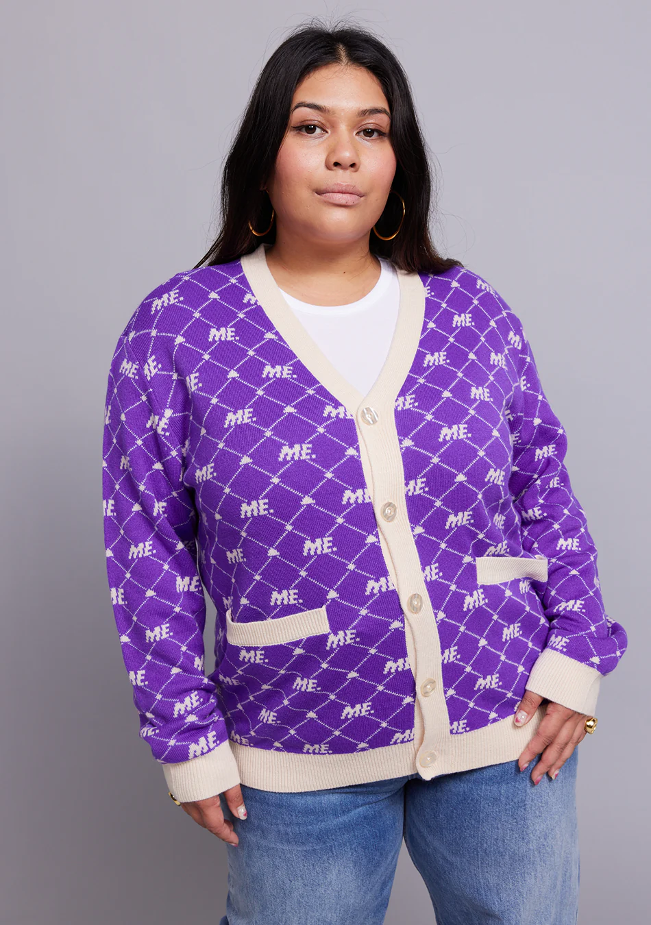 ME. Monogram Cardigan- Magic Purple - Image 6