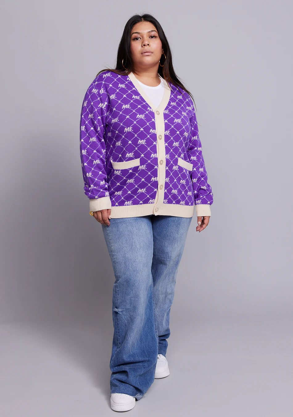 ME. Monogram Cardigan- Magic Purple - Image 7