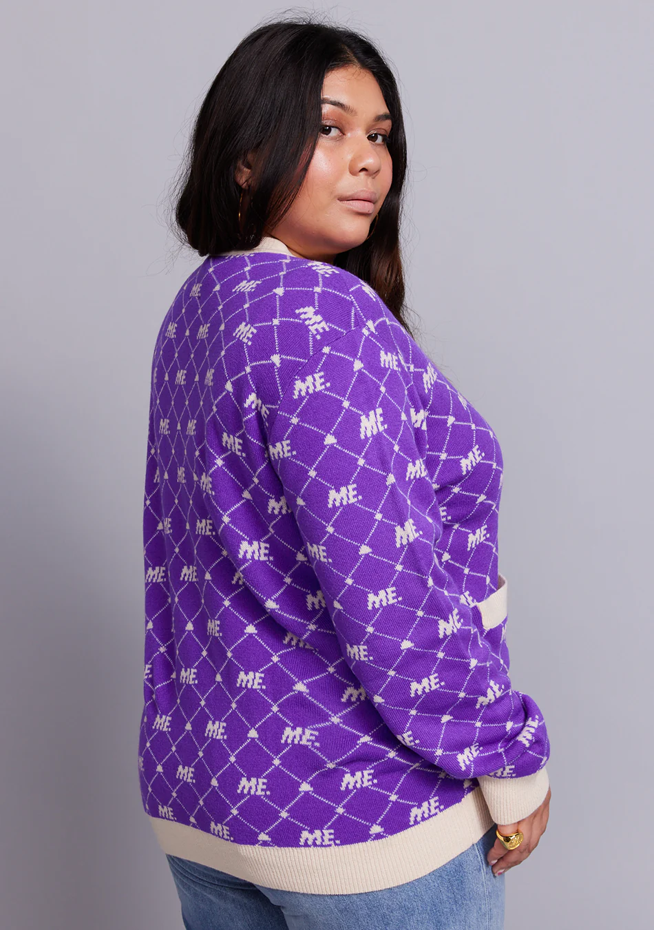 ME. Monogram Cardigan- Magic Purple - Image 8