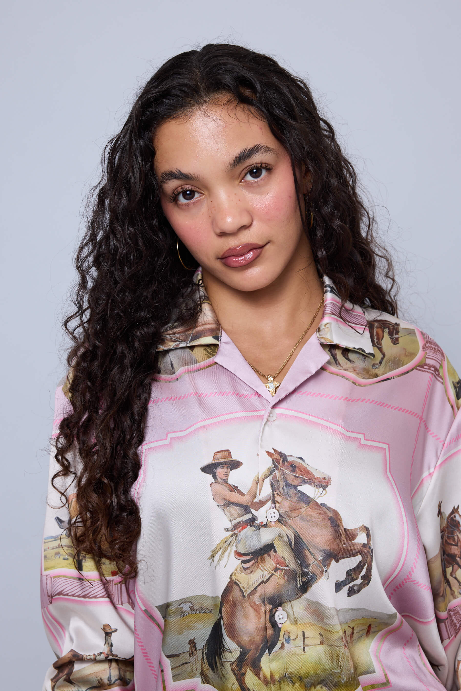 Silky Cowgirl Button Up - Mauve - Image 4