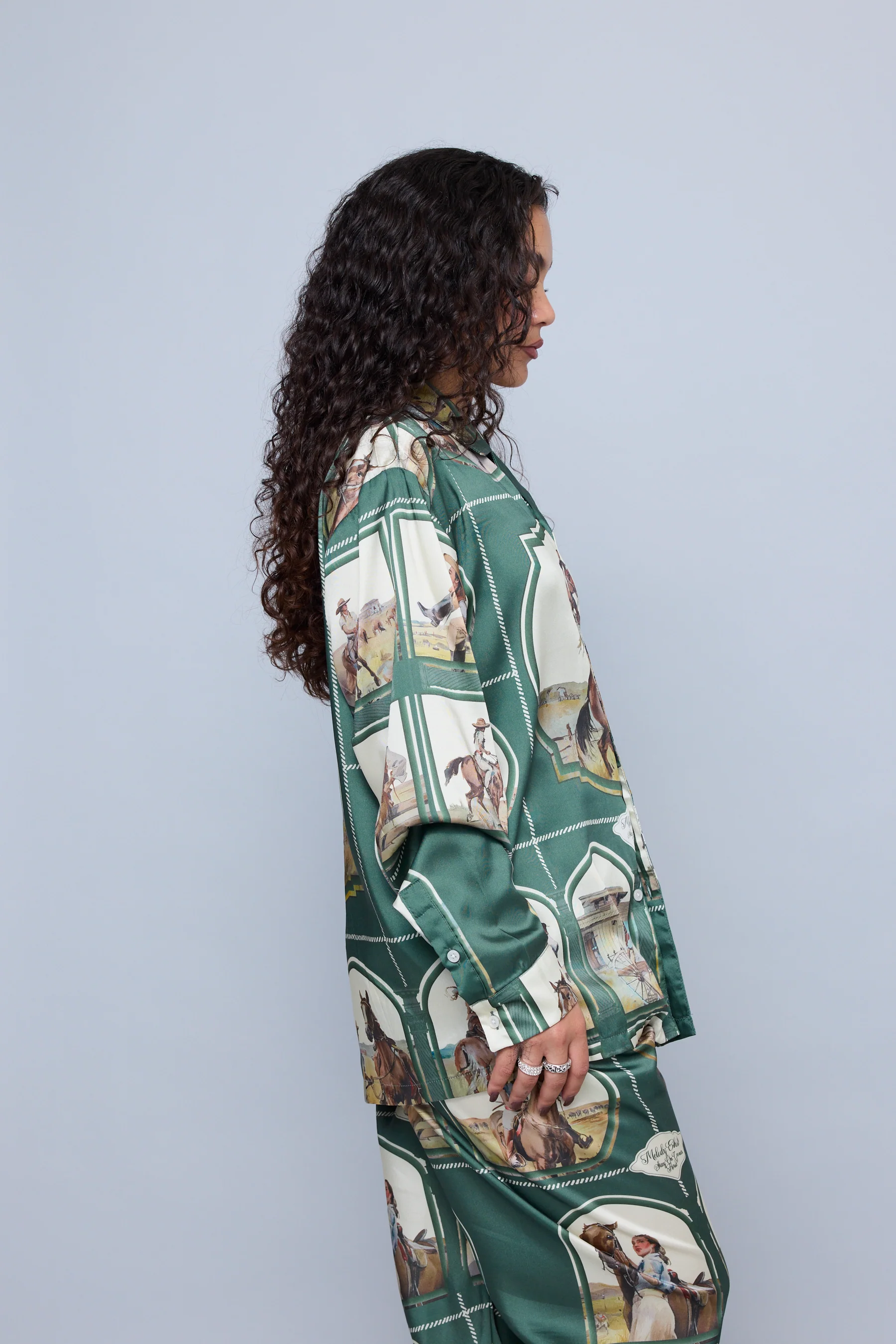 Silky Cowgirl Button Up - Moss - Image 4