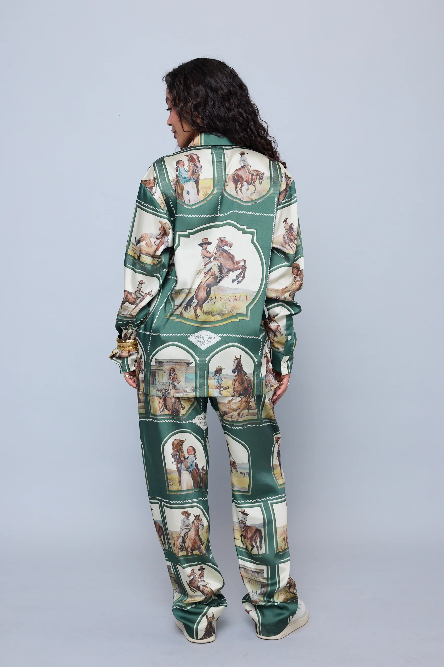 Silky Cowgirl Button Up - Moss - Image 5