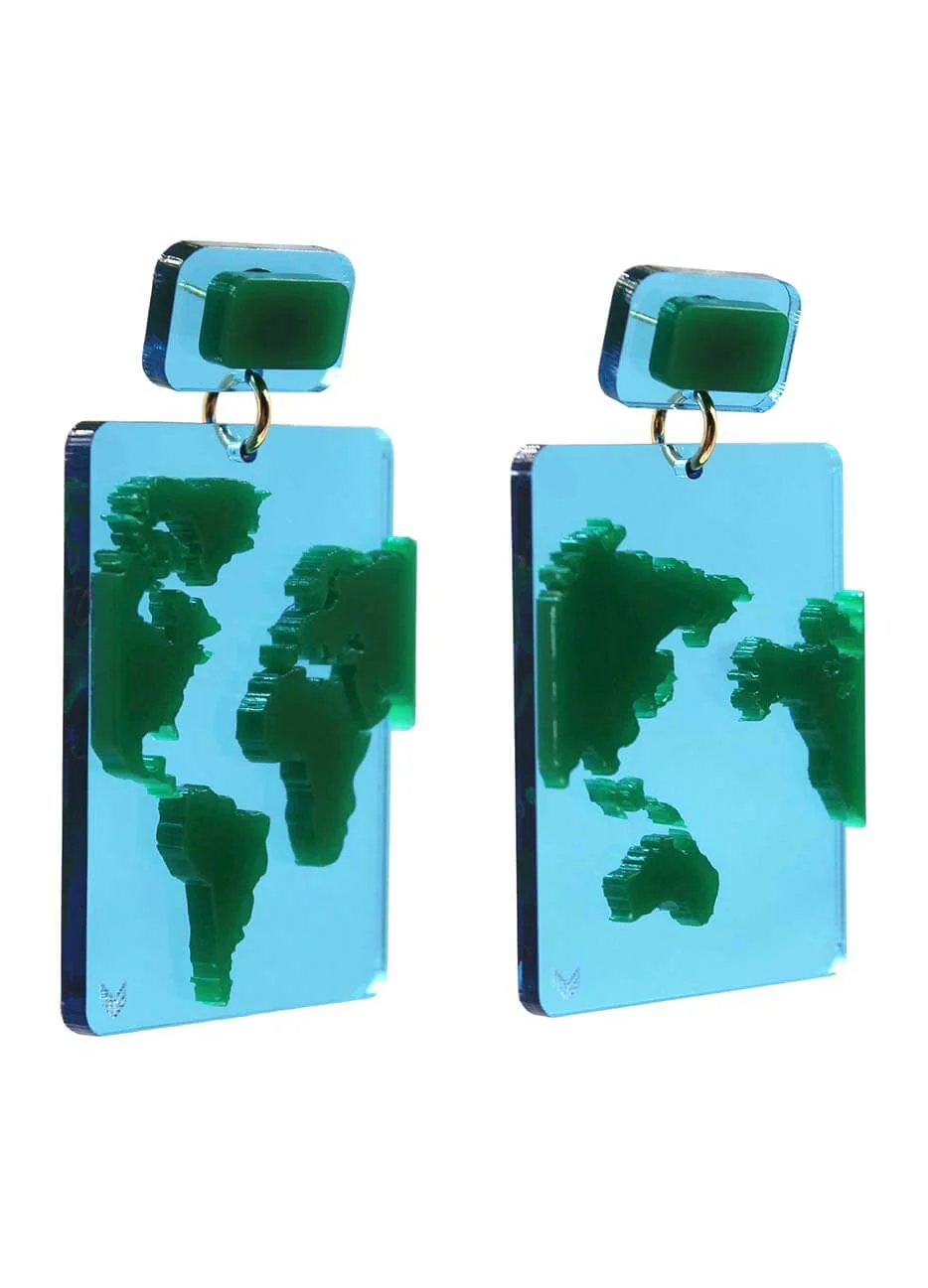 One Planet Earrings Blue/Green - Image 6